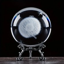 Keyfim Shop Dekoratif Metal Ayaklı Karahindiba Tasarımlı 3D Cam Küre 6 cm