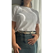 İmoop Design Kadın Bisiklet Yaka Tişört Regular Pamuk T-Shirt