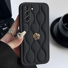 Zebana Samsung Galaxy S22 Uyumlu Kılıf Zebana Camellia Deri Kılıf Siyah