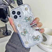 Zebana Apple iPhone 16 Pro Max Uyumlu Kılıf Zebana Floral Silikon Kılıf Yeşil