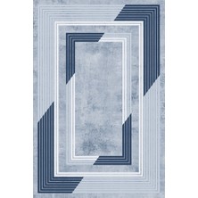 Net Room Modern Kaymaz Taban Halı Şık Salon Mutfak Koridor Halısı Mavi 4033