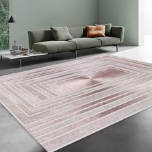 Net Room Modern Kaymaz Taban Halı Şık Salon Mutfak Koridor Halısı Pembe 4024