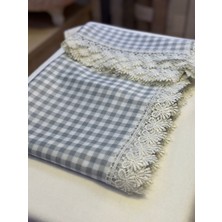 BHT 140 x 150 Raşel Leke Tutmaz Güpürlü Sofra Bezi Ekose Gri