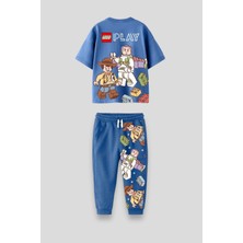 Magu Erkek Çocuk LEGO Desenli Pamuklu Oversize T-Shirt Eşofman Alt-Üst Takım