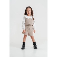 Magu Kız Çocuk Yelekli Gömlekli Şortlu 3'lü Alt-Üst Takım