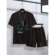 Kids Face Özel Tasarım La California Baskılı Yazlık Erkek Çocuk T-Shirt Şort Takım