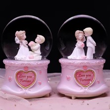 Gelin Damat Büyük Boy Püskürtmeli Müzikli Işıklı Kar Küresi