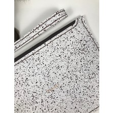 Troyder Deri Clutch Çanta Beyaz Kahverengi Desenli