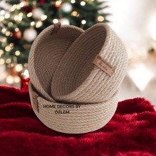 Home Decors By Özlem 3'lü Hasır Sepet Takımı (20X7,18X7,16X7CM) Hasır Düzenleyici Sunum Mutfak Banyo Organizer