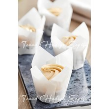 Trend Hediye Sepeti 200'lü Klasik Lale Kapsül Beyaz Muffin Kalıbı, Cupcake Kek Kalıbı
