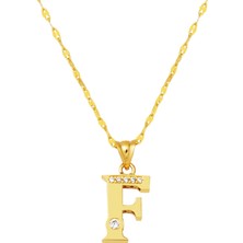 Bilezikci F Harfi Lettera 14 Ayar Altın Kolye