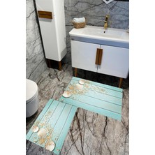 Carmine Carpet Dijital Baskılı Yıkanabilir Kaymaz Taban 2'li Banyo Paspas Seti