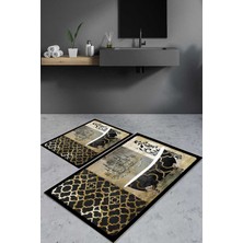 Carmine Carpet Dijital Baskılı Yıkanabilir Kaymaz Taban 2'li Banyo Paspas Seti