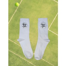 Stella Tasarım Kişiye Özel Beyaz ve Siyah Isim Veya Harf Nakışlı Hediyelik Yılbaşı, Damat, Gelin, Anneler ve Sevgililer Günü, Takım Logolu Çorap