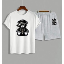 Punıx  Kıds  Özel  Üretim Gözlüklü  Ayı Baskılı  Yeni  Stil  Erkek  Çocuk  T-Shırt  Şort Takımm