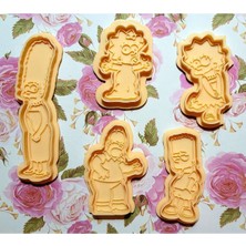 Cypnova Simpson Kurabiye Kalıbı 5 Adet Set Beyaz Renk