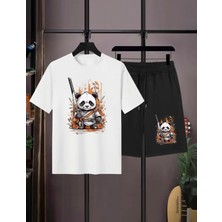 Punıx  Kıds  Özel Üretim  Kılıçlı  Panda  Baskılı  Yeni  Stil  Erkek  Çocuk  T-Shırt  Şort  Takım