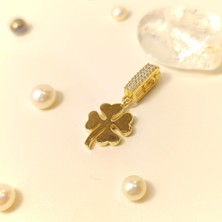 Charm Yonca Kolye 14 Ayar  Altın Hd Videolu