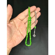 Anemore Collection Sevgiliye Özel Hediye Sıkma Kehribar Tesbih Damla Kesim Küçük Boy Yeşil Renk 6mm x 9mm H-1540.