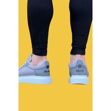 Shoecide WG019 Bağcıklı Yüksek Taban Gri Triko Erkek Casual Ayakkabı