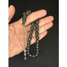 Anemore Collection Sevgiliye Özel Hediye Toz Kehribar Tesbih Yeşil Renkli Küre Kesim 11 mm H-1626.