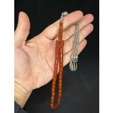 Anemore Collection Sevgiliye Özel Hediye Toz Kehribar Tesbih Kahverengi Kapsül Kesim 11MMX8MM H-1580.