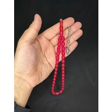 Anemore Collection Sevgiliye Özel Hediye Toz Kehribar Tesbih Pembe Renkli Kapsül Kesim 11MMX8MM H-1572.