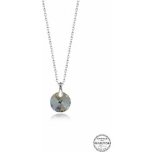 Kutaydan Swr Crystal 12 mm Yuvarlak Yuvasız Kadın Gümüş Kolye