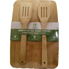 Kesme Tahtası Bambu 3’lü  Set (Kesme Tahtası + 2 Kaşık ) (33  x  23 x 1  cm)