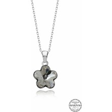Kutaydan Swr Crystal 10 mm Papatya Figürlü Beyaz Kadın Gümüş Kolye