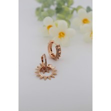 Jia Jewelry Zirkon Taşlı Gold Çelik Güneş Küpe