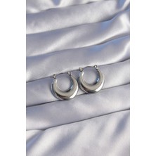 Shopzum 316L Çelik Gümüş Renk Oval Ayna Model Küpe
