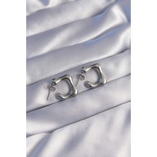 Shopzum 316L Çelik Gümüş Renk Minimal Bubble Küpe