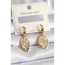 Tua Moda 316L Çelik Gold Renk Kutup Yıldız Işleme Kadın Küpe