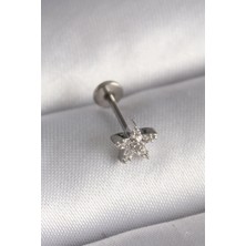 Shopzum 316L Çelik Gümüş Renk Zirkon Taşlı Yıldız Model Tragus Piercing