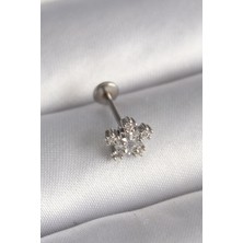 Shopzum 316L Çelik Gümüş Renk Zirkon Taşlı Yıldız Model Tragus Piercing