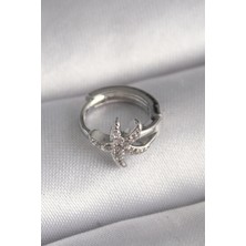 Shopzum 316L Çelik Gümüş Renk Zirkon Taşlı Deniz Yıldızı Model Tragus Piercing