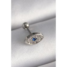 Shopzum 316L Çelik Gümüş Renk Zirkon Taşlı Göz Tragus Piercing