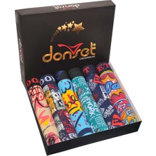 Donset İç Giyim Erkek Desenli Boxer - 6'lı Özel Kutusunda Bohçalık Özel Paket