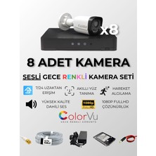 Karer 8'li Her Şey Dahil Sesli Tak Çalıştır Hazır Set - Dahili Sesli, 5mp Lensli, Gece Renkli Görüş, Yüz Tanıma, Hareket Algılama