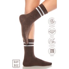 Saysez Bambu Unisex Tenis Kolej Çizgili Premium Pembe Renk Dikişsiz Soket Çorap
