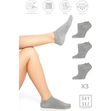 Saysez Bambu Kadın Patik Düz Çorap Dikişsiz Premium 3'lü Paket