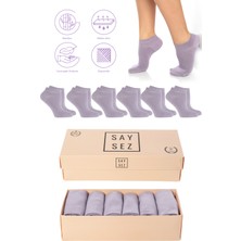 Saysez Bambu Kadın Patik Düz Çorap Dikişsiz Premium Kutulu 6'lı Paket