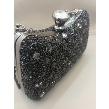 Fest Kadın Siyah Taşlı Abiye Clutch Portföy Çanta