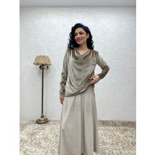 Küçüğüm Butik Bej Kadife Bluz