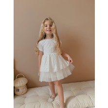 Lace Fistolu Ekru Elbise