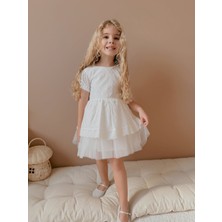 Lace Fistolu Ekru Elbise