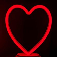 2 Adet Kırmızı Kalpli LED Işık Sevgilier Gününe Özel Işık Decor Heart Red LED Light Pilli LED Işık