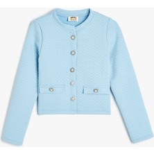 Koton Düğme Detaylı Dokulu Bisiklet Yaka Uzun Kollu Ceket