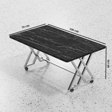 Elay Design Orta Sehpa Mdf  Gümüş Metal Ayak Tekerlekli Borak Ceviz